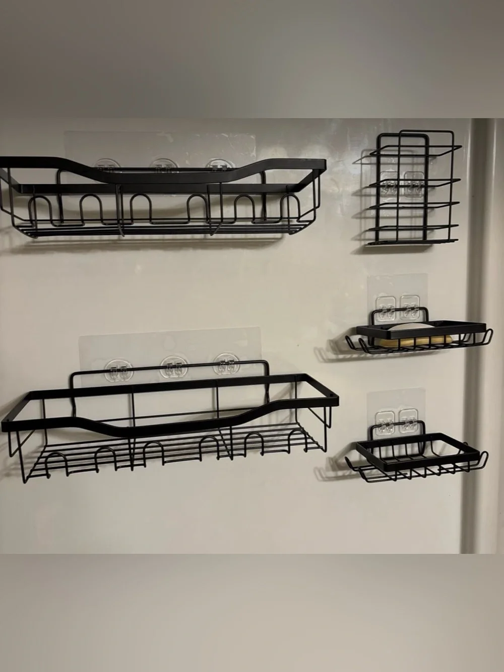 5 Piece Black Metal Wall-Mounted Bathroom/ Kitchen Shelf